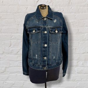 NWT Alivia Ford Medium Wash Distressed Denim Jean Jacket